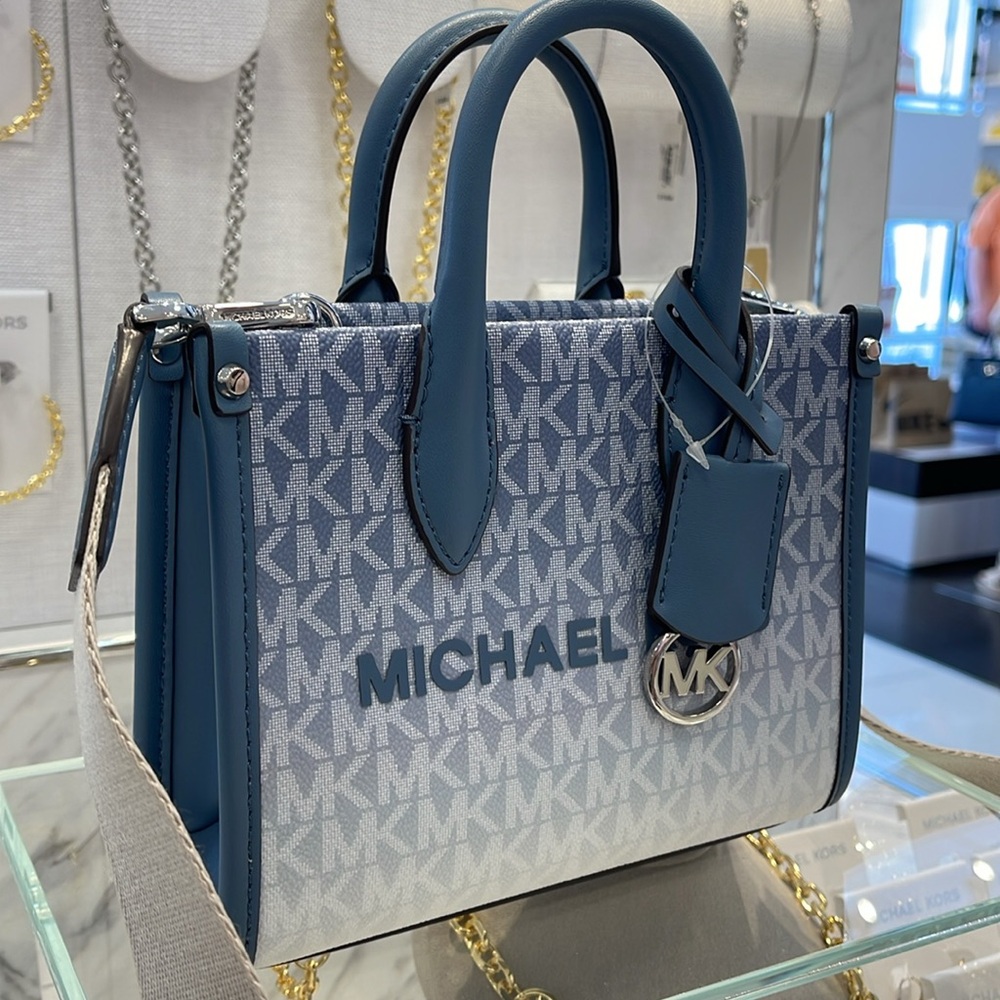 Michael Kors Mirella Extra-Small Ombré Logo Crossbody XBODY Shopper Bag
Denim